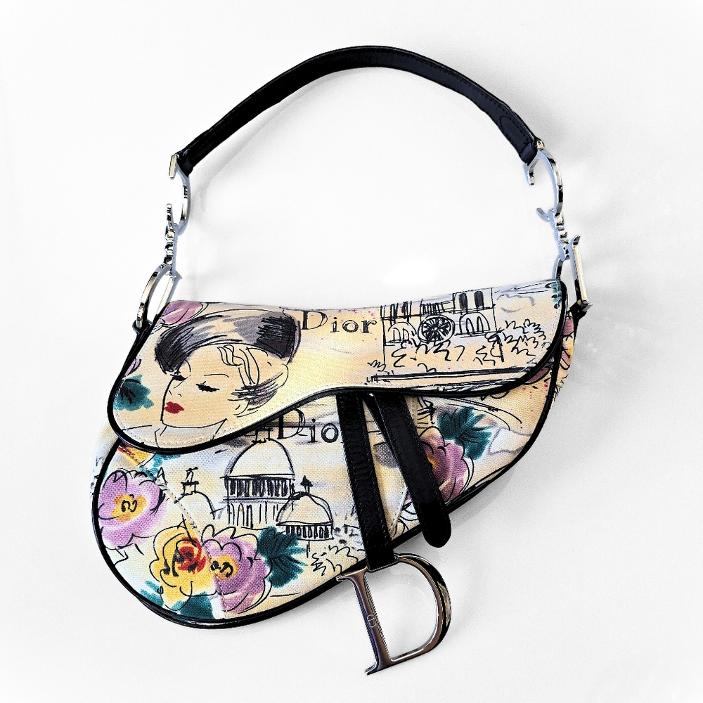 **SOLD**Dior Saddle Bag Limited Edition 1950s Paris Sketch Vintage
